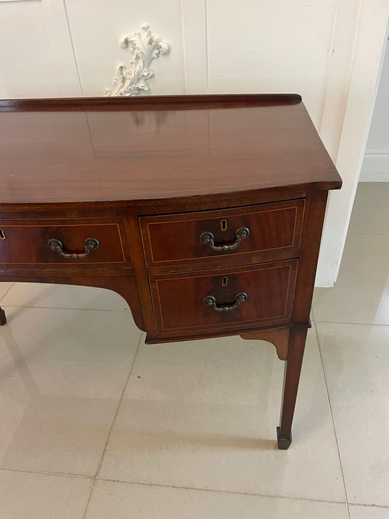 Antique Edwardian Mahogany Bow Front Inlaid Sideboard - Image 5